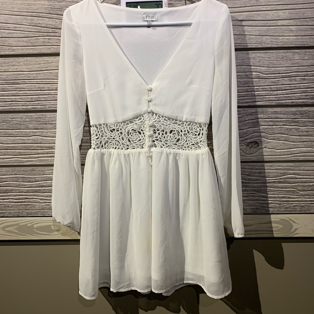 White Tobi dress with see through lace